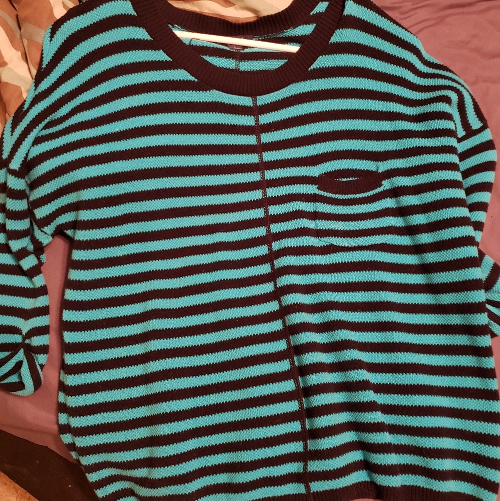 Blue and black striped sweater
